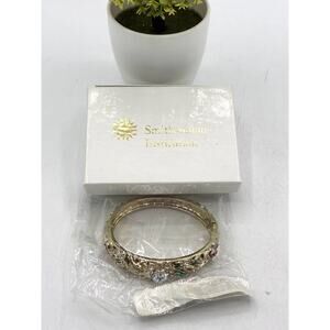 Smithsonian Institution Enamel Rhinestone Bangle Bracelet Floral Gold Tone NWT
